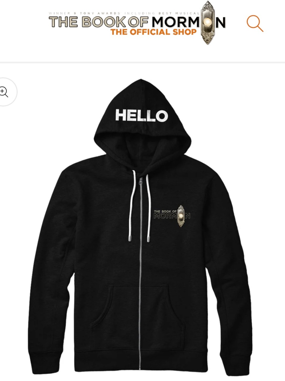 Book of Mormon Official Broadway HELLO Zip Hoodie Jacket Unisex size M